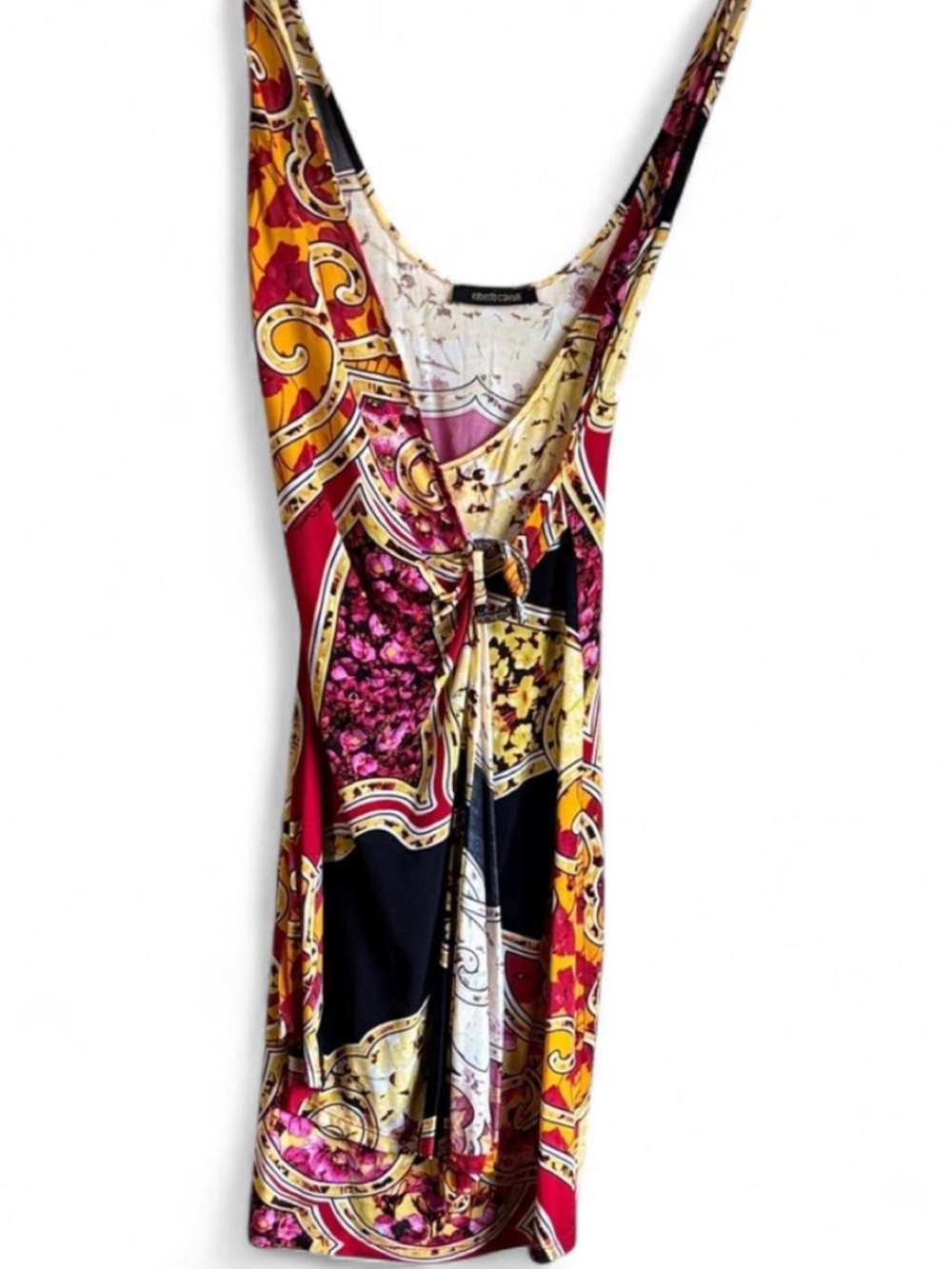 Roberto Cavalli Pink Yellow Black Printed Mini Dress